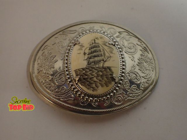 Lot 59-30008 - Vintage Scrimshaw Style Belt Buckle