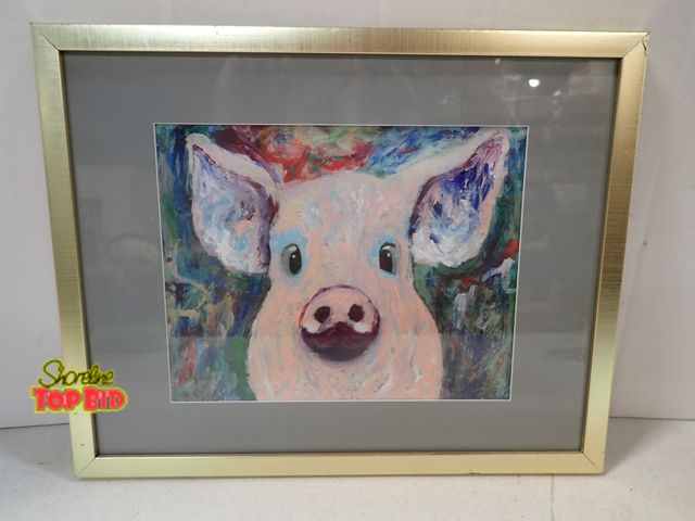 Lot 59-43409 - Framed Pig Painting 11" x 14"