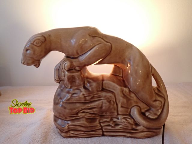 Lot 59-43425 - Mid-Century Panther Ceramic TV Light - 1950s - works, Excellent Condition