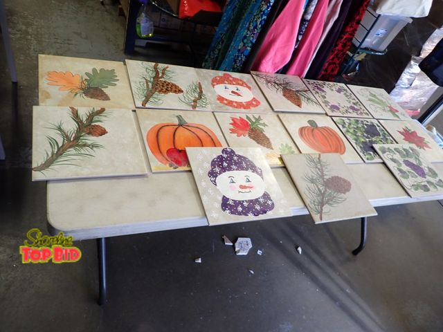 Lot 59-21491 - Ceramic Tile Fall Season Design by Local Artist, Various Sizes