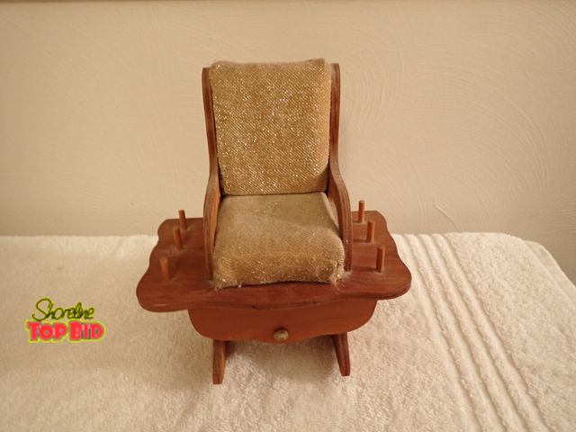 Lot 59-43302 - Vintage Wooden Rocking Chair Sewing Caddy Pin Cushion