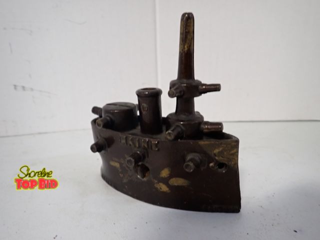 Lot 59-10325 - Antique Cast Iron Still Bank U.S.S. Maine by Grey Iron Casting Co. 1897-1903. 4 3/4" x 4 1/2"