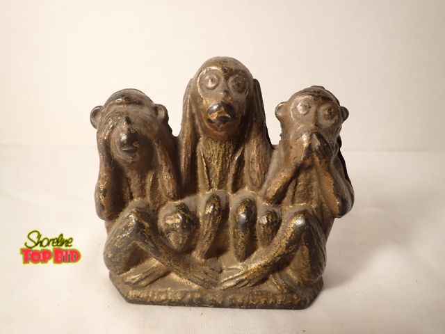 Lot 59-20067 - Antique Cast Iron "Three Wise Monkeys" Still Coin Bank by A.C. Williams 3 1/4" tall x 3 1/2" wide. E...