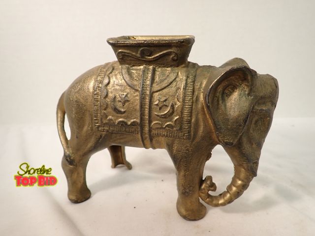 Lot 59-13117 - Antique Cast Iron Elephant with Howdah Still Bank, A.C. Williams 1912 and 1934, Value $40 - $100