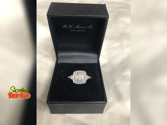 Lot 59-49003 - 14k White Gold Genuine Diamond Cluster Ring. I think it’s a sz. 7. Gorgeous ring! - The other rings ...