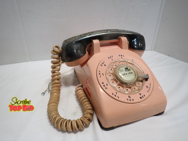 Lot 59-10423 - Bell System Western Electric Pink Rotary Telephone RM with Volume Control Dial on Bottom, Has Silver...