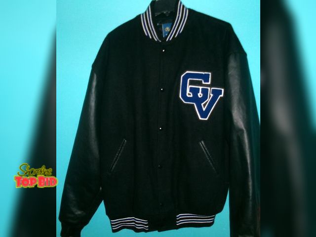 Lot 59-74500 - Vintage GVSU Grand Valley Varsity Jacket - wool &amp; leather - Made in USA - Size 3XL - preowned.