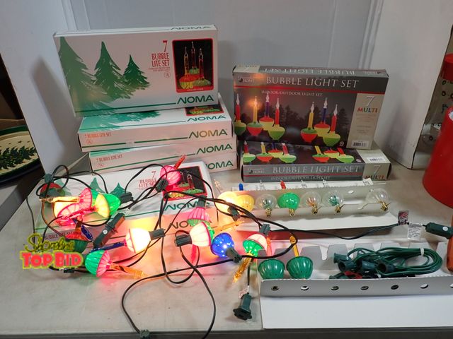 Lot 59-41554 - 8 Strands with Extra Bulbs - Noma &amp; December Home Bubble Light Sets - Tested, Working