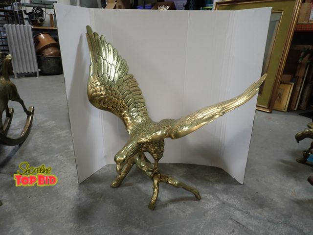 Lot 59-10198 - Gigantic Yellow Brass Eagle 34" tall x 33" width, Vintage Sculpture