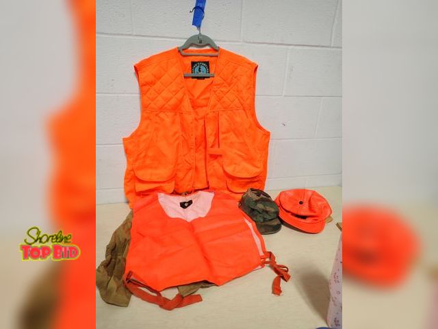 Lot 59-33165 - Master Sportsman Rugged Outdoor Gear Blaze Orange XL Safety Vest, 1940s American Field Hunting Vest,...