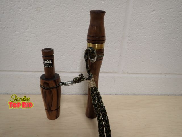 Lot 59-10218 - Goose Calls Handmade Faulks Game Call 6 1/4 Long And One Big River Goose Flute 9 Inches Long