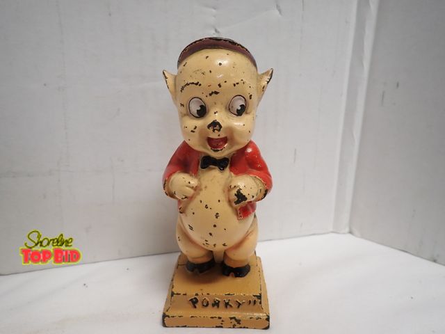 Lot 59-14084 - Antique Cast Iron Porky Pig Still Bank by Hubley 1930s