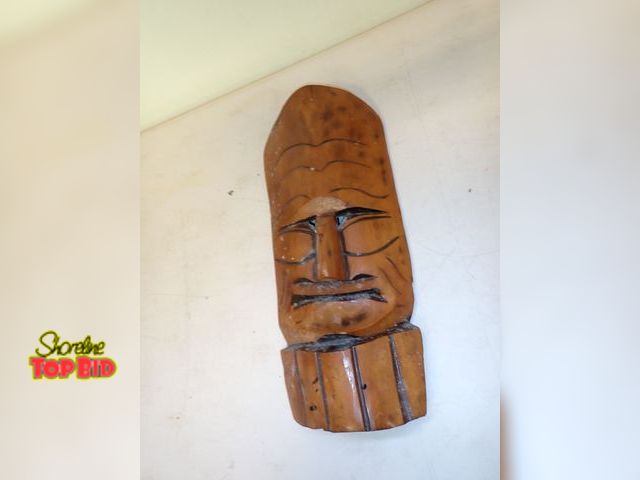 Lot 59-30027 - Vintage Wooden Hand Carved Tiki Mask 17 x 7