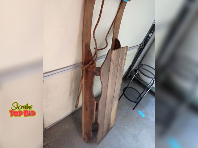 Lot 59-38336 - Rare 1900th Century Wooden Sled with 2 Replacement Top Boards, 4-foot