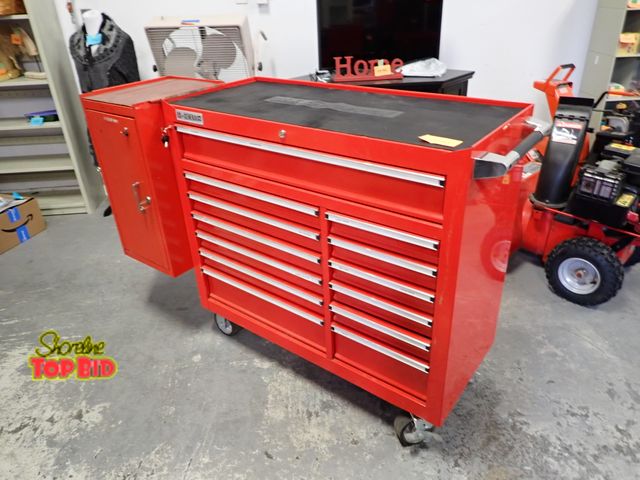 Lot 59-43893 - US General Heavy Duty Tool Chest 13-Drawers &amp; Side Cabinet with Keys 40" x 45" x 18"