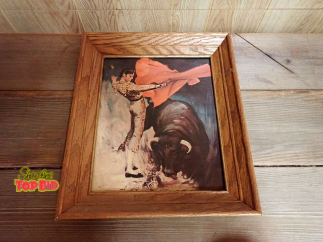 Lot 59-43187 - Mid-Century 8" x 10" Matador Bull Fighting Scene by Rico Tomaso