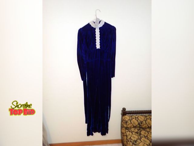 Lot 59-43573 - Vintage Blue Velvet Dress