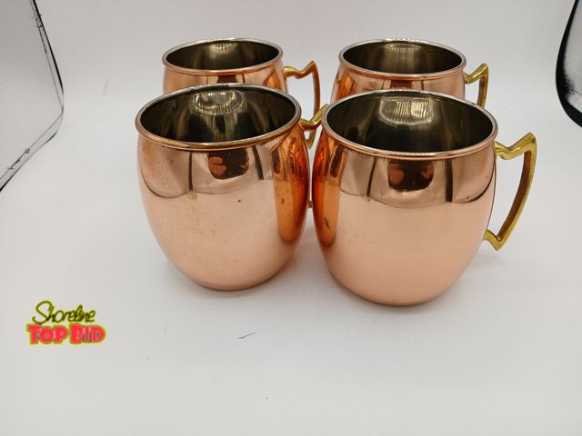 Lot 59-71033 - Copper Mug Moscow Mule Set Of 4 ODI Moscow Mule Brass Handle Made In India