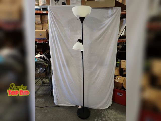 Lot 59-20012 - 72" Black Combo Floor Lamp, Adjustable Side Reading Light, Upturned Torchiere Bowl