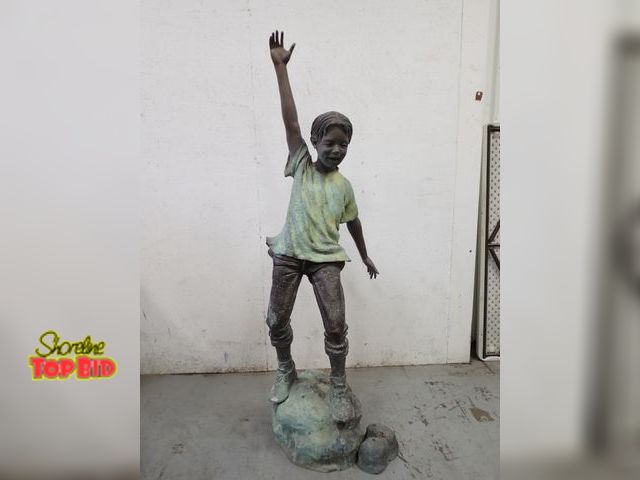 Lot 59-10120 - Un-signed, Bronze Statue Life-Size of a "Young Explorer" Multi-Toned Patina, Outdoor or Indoor, 73 1...