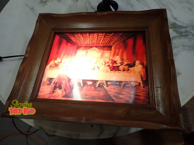 Lot 59-14558 - Mid-Century 3-D Light-Up "Last Supper" Lord's "Evening Meal" Framed, Works, however, does flicker wh...