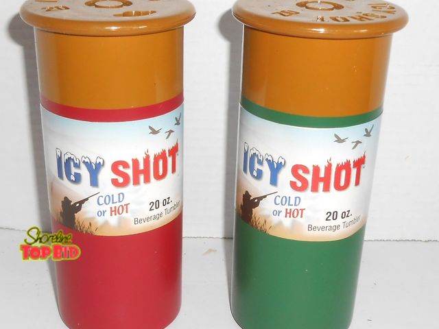 Lot 59-74311 - New 2 New Icy Shot 20 oz Hot &amp; Cold Shotgun Shell Tumblers - Too Cool!