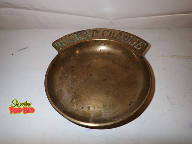 Lot 59-14483 - Heavy Brass Pocket Change Tray 5" x 6", Mid-Century