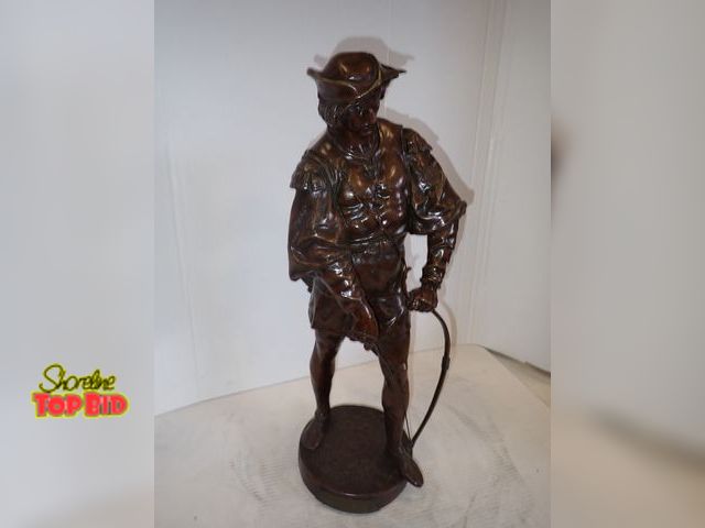 Lot 59-10053 - Signed, Antique Bronze Sculpture of Archer by Emile Picault (1833-1922) 25" tall. Realized action pr...