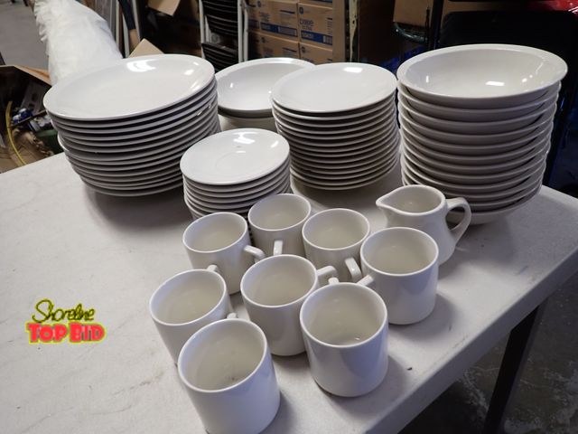 Lot 59-21430 - Large Assorted White Ceramic Dinnerware Set