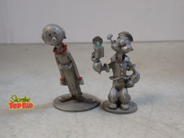 Lot 59-41646 - Vintage Spoontiques pewter Popeye and Olive Oyl from the 1980's figurines 2" Tall