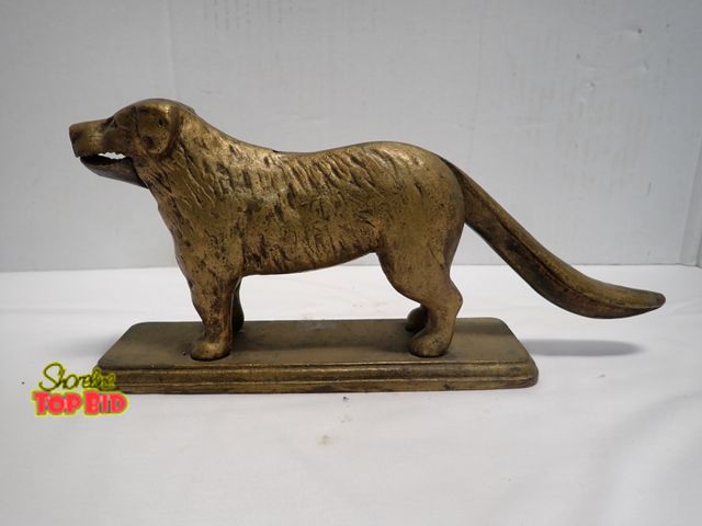 Lot 59-10230 - Antique Brass Mechanical Dog Nutcracker Double as Doorstops when Not in Use, Date from Early 1900s