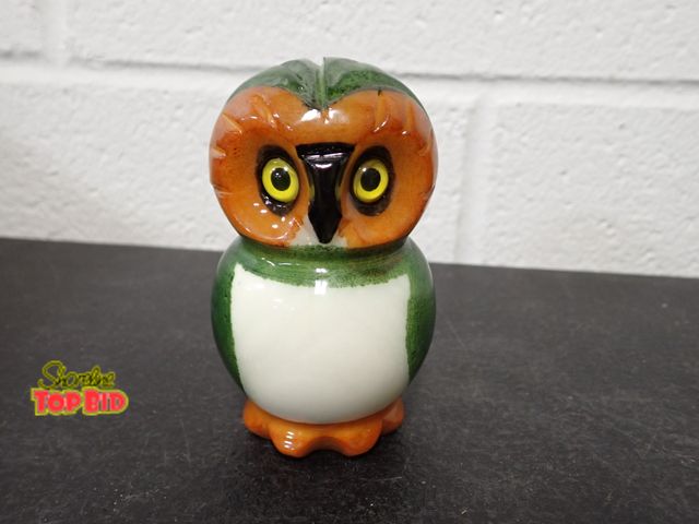 Lot 59-50049 - Vintage Alabaster Owl Figurine - This clever owl sculpture was handmade and painted in Italy in the ...