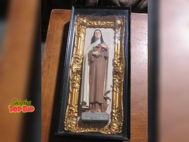 Lot 59-10124 - Saint Therese of the Child Jesus (Pray For Us underneath) shadow box.  22 1/2"T x 10 1/2"W x 3 1/2"D...