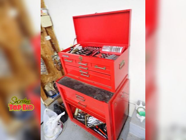 Lot 59-18311 - Stack-On Double Tool Chest - Loads of Tools from Craftsman, Diamond Brand, True Craft and More. Exce...