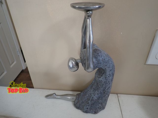 Lot 59-10931 - Concrete Plaster Stainless Steel Ballerina Sculpture Dancer 13" tall
