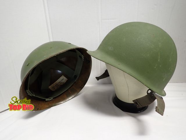 Lot 59-10389 - Vintage Vietnam Era U.S. Army MI Steel Helmet with Liner Headband
