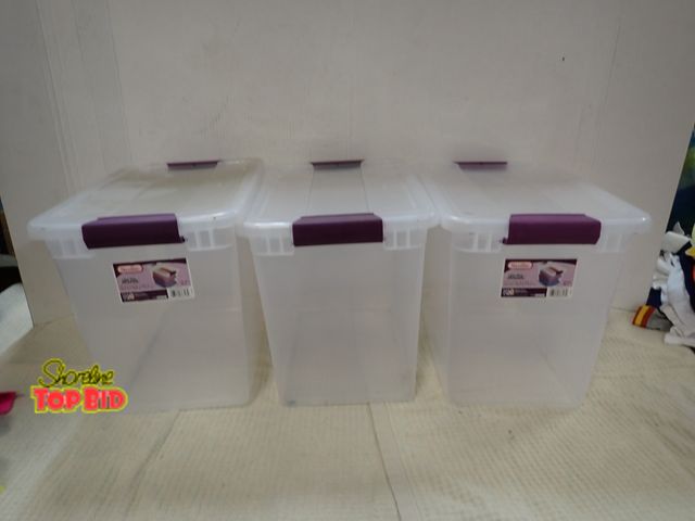 Lot 59-13144 - 3 Sterilite Plastic Tubs Size 17"L x 11 1/2"W x 12 3/4"H, Made in USA, 27-Qt
