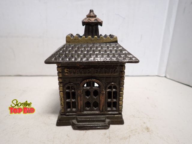Lot 59-14211 - Antique Cast Iron "State Bank" Still Bank Dating from the Late 19th to Early 20th Century - Original