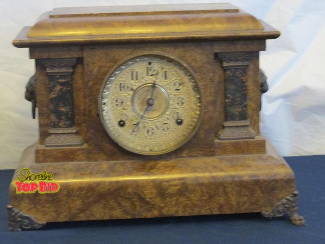 Lot 59-10046 - Old Seth Thomas ornate clock, clawfoot legs and lions heads on the sides.  Clock does not work, suit...