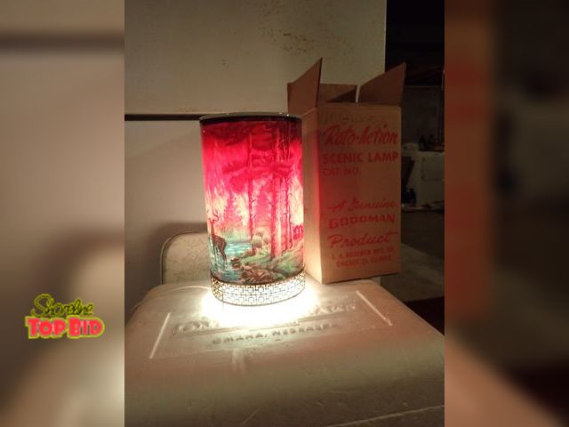Lot 59-43027 - Awesome, Like New, Roto-Action Scenic Lamp, A Genuine Goodman Product with Original Box, Works