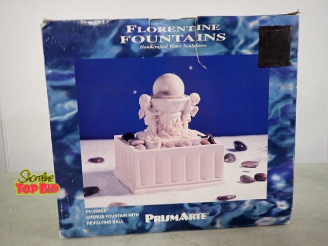 Lot 59-33537 - Florentine Fountain Handcrafted Water Sculpture Cherub Fountain with Revolving Ball
