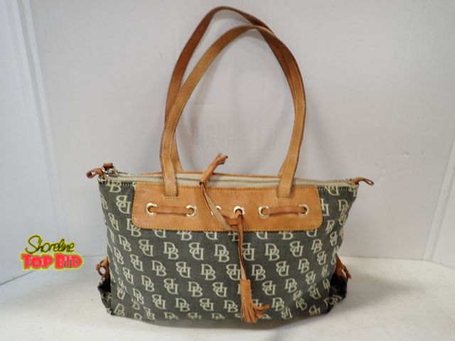 Lot 59-43269 - Dooney &amp; Bourke Signature Gray Canvas Leather Handbag - Needs Cleaning