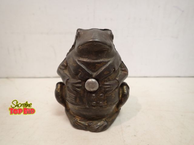 Lot 59-14383 - Antique Cast Iron "Professor Pug Frog" Still Bank by A.C. Williams circa 1905-1912, 3 1/4" tall