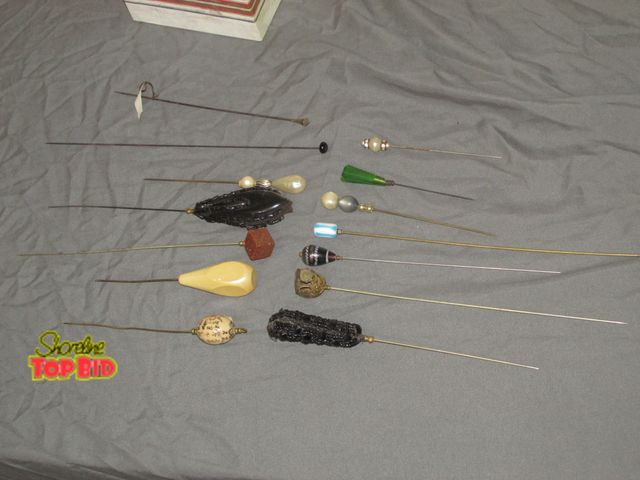 Lot 59-10008 - 14  vintage and antique hatpins, assorted styles and lengths