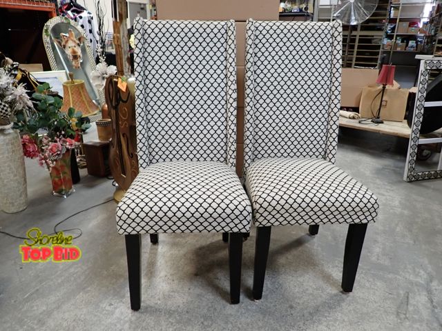 Lot 59-43215 - Pair Of Upholstered High Back Chairs