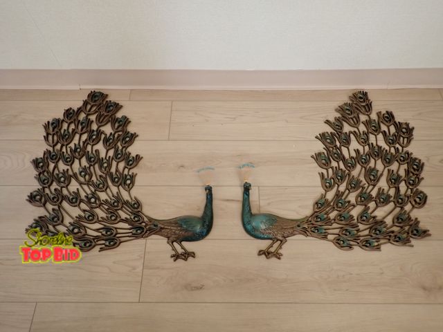 Lot 59-43096 - Vintage 1960s Pair of Burwood Peacocks Wall Art Plaques Made of Plastic - Excellent Condition - Very...
