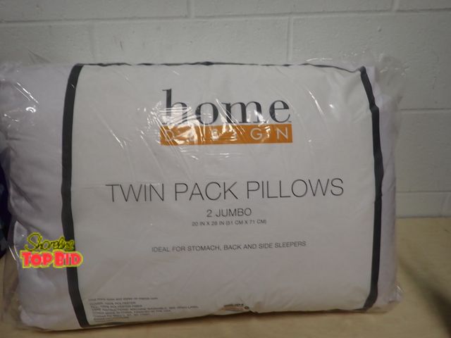 Lot 59-46102 - Home Design Twin Pack Pillows, (2) Jumbo