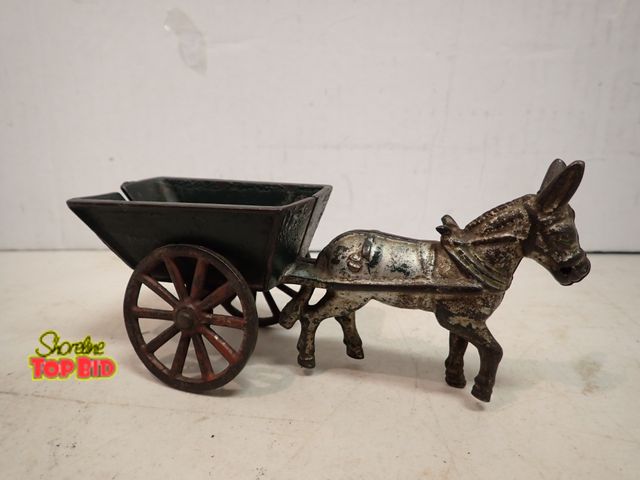 Lot 59-14450 - Antique Cast Iron Donkey-Drawn Dump Cart, late 19th or early 20th century