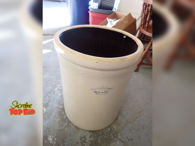 Lot 59-50090 - Huge 20-Gallon Antique Crock with Crown Stamp, No Chips or Cracks