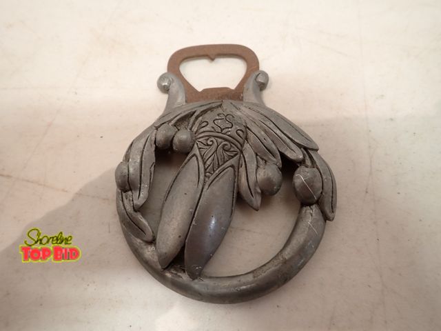 Lot 59-14380 - Art Deco Pewter Bottle Opener, Highly Ornate, Carolinades